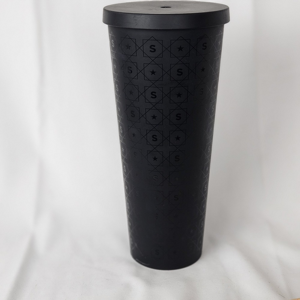 Starbucks Black Matte * Star S * Venti Insulated Cold Cup Tumbler 24 oz No Straw